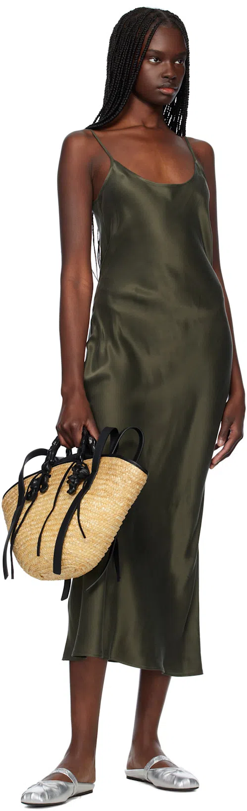 MARNI Silver Leather Little Bow Sabot Slippers