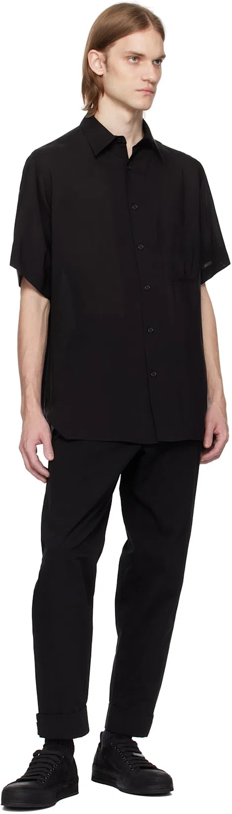 YOHJI YAMAMOTO Black Printed Trousers