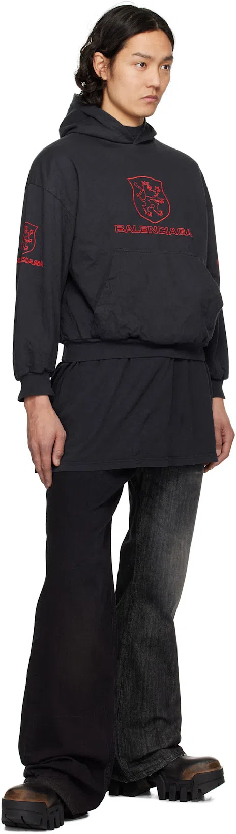 BALENCIAGA Black Leather Bulldozer Harness Ankle Boots