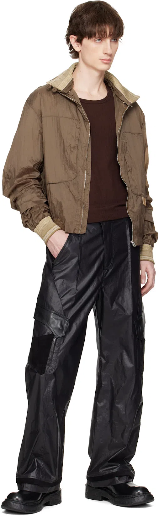 TONYWACK Brown Super Fine Wool Ribbed Tank Top In Dark Brown