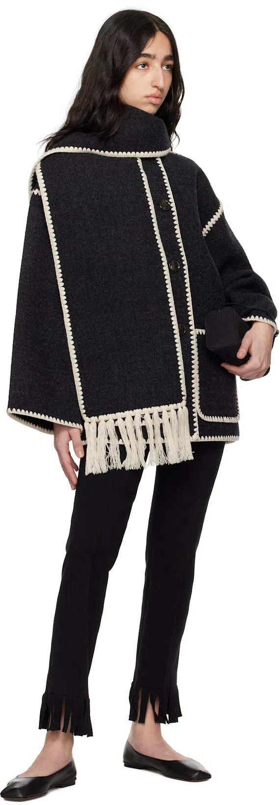 TOTÊME Fringe Embroidered Scarf Wool Jacket In Multi