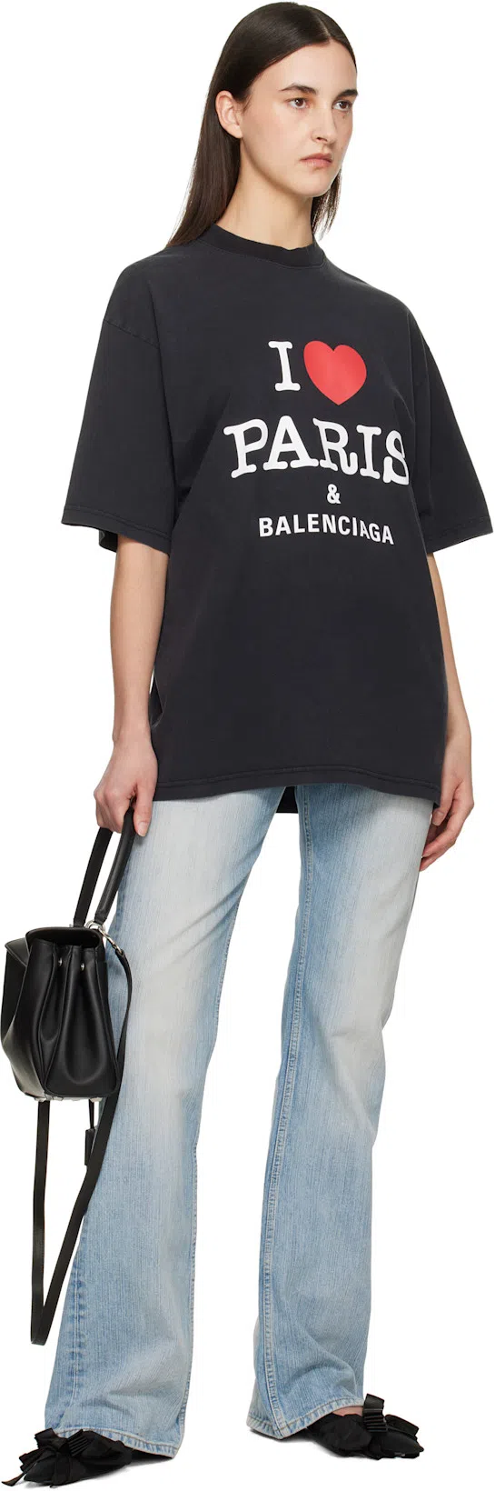 BALENCIAGA Women Black Leather Small Rodeo Handbag