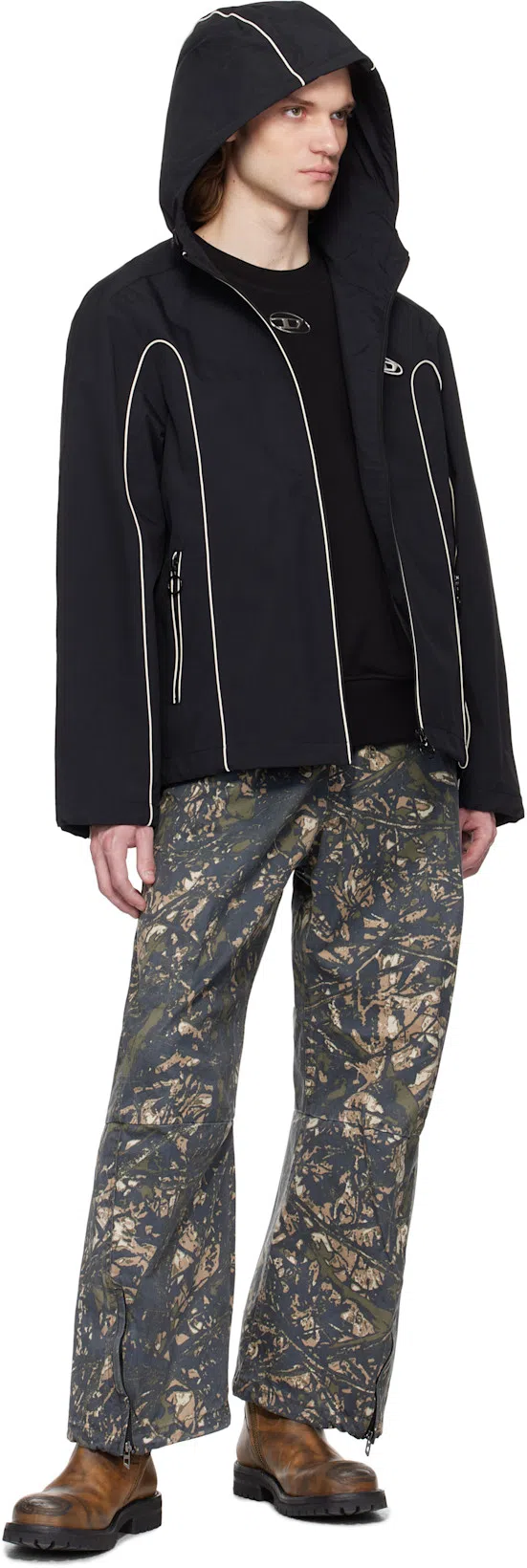 DIESEL Just' Black Crewneck T-shirt With Logo Detail In Cotton