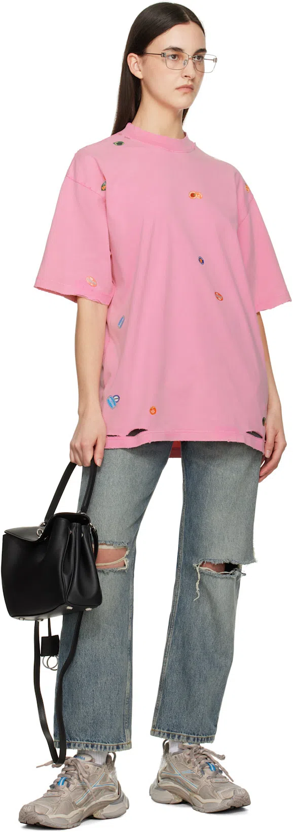 BALENCIAGA Women Black Leather Small Rodeo Handbag