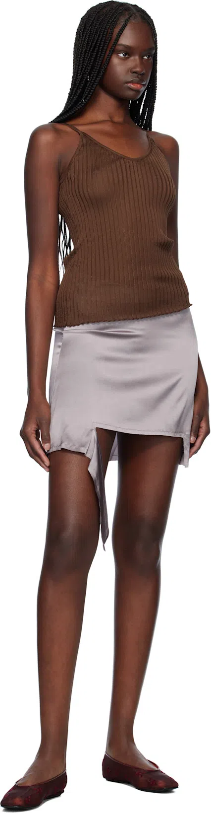 MAGDA BUTRYM 10mm Embroidered Ballerina Flats In 酒红色