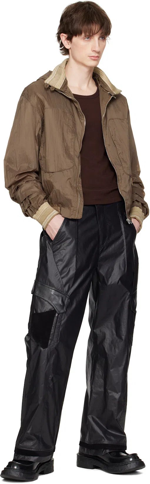 TONYWACK Brown Super Fine Wool Ribbed Tank Top In Dark Brown