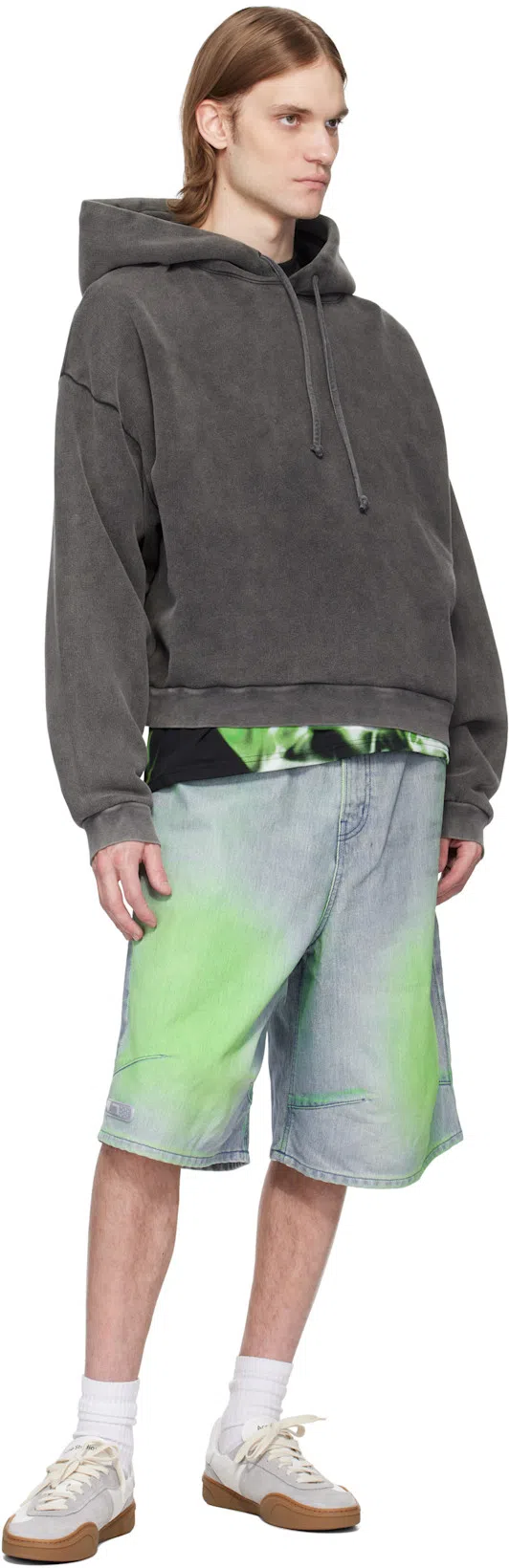 ACNE STUDIOS Men Logo Cotton Hoodie In Gray