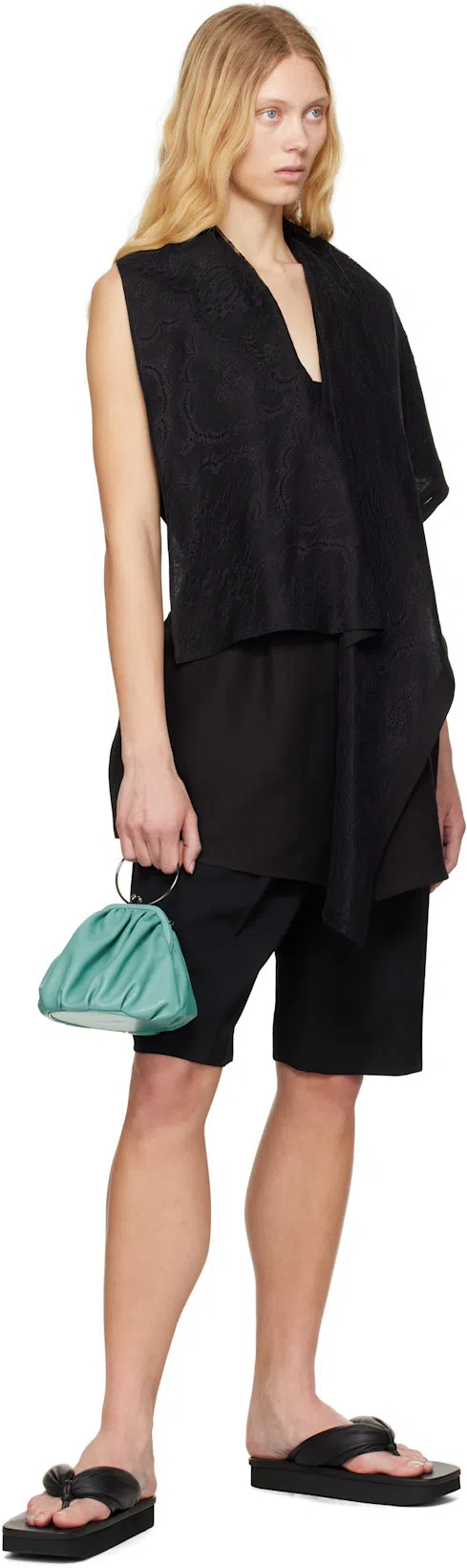 YOHJI YAMAMOTO Black Draped Long Vest In 1 Black