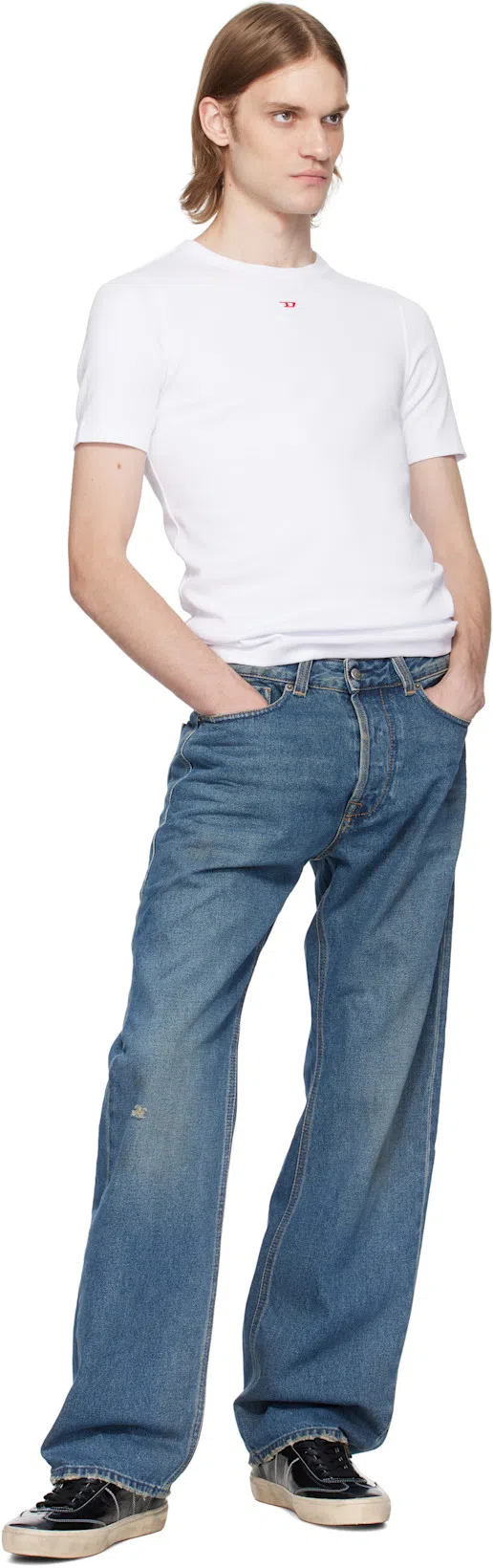 DIESEL Cotton T-shirt With Embroidered Details T-norm-int In White