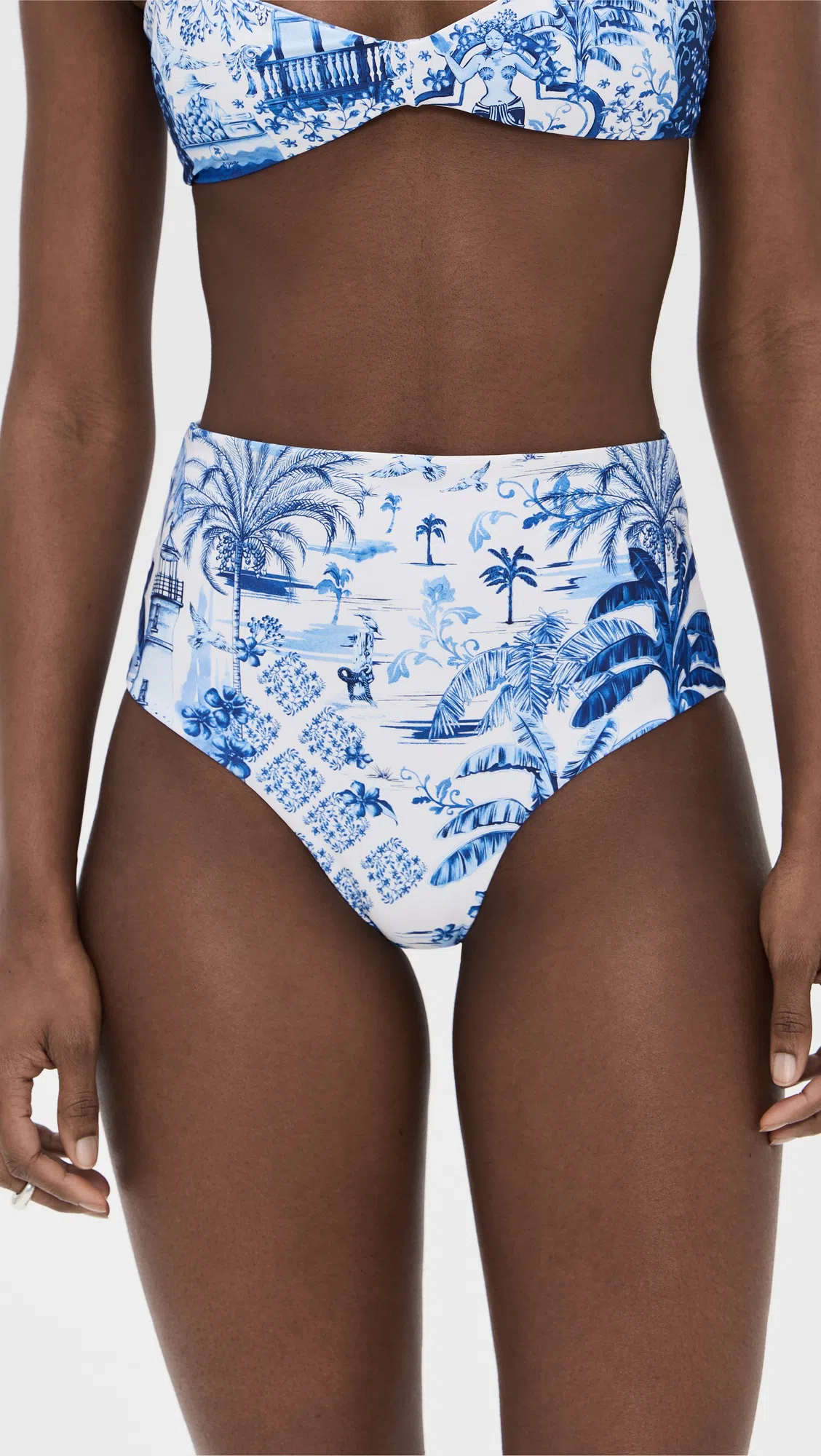 AGUA BENDITA Alicia High-waisted Bikini Bottoms In Blue
