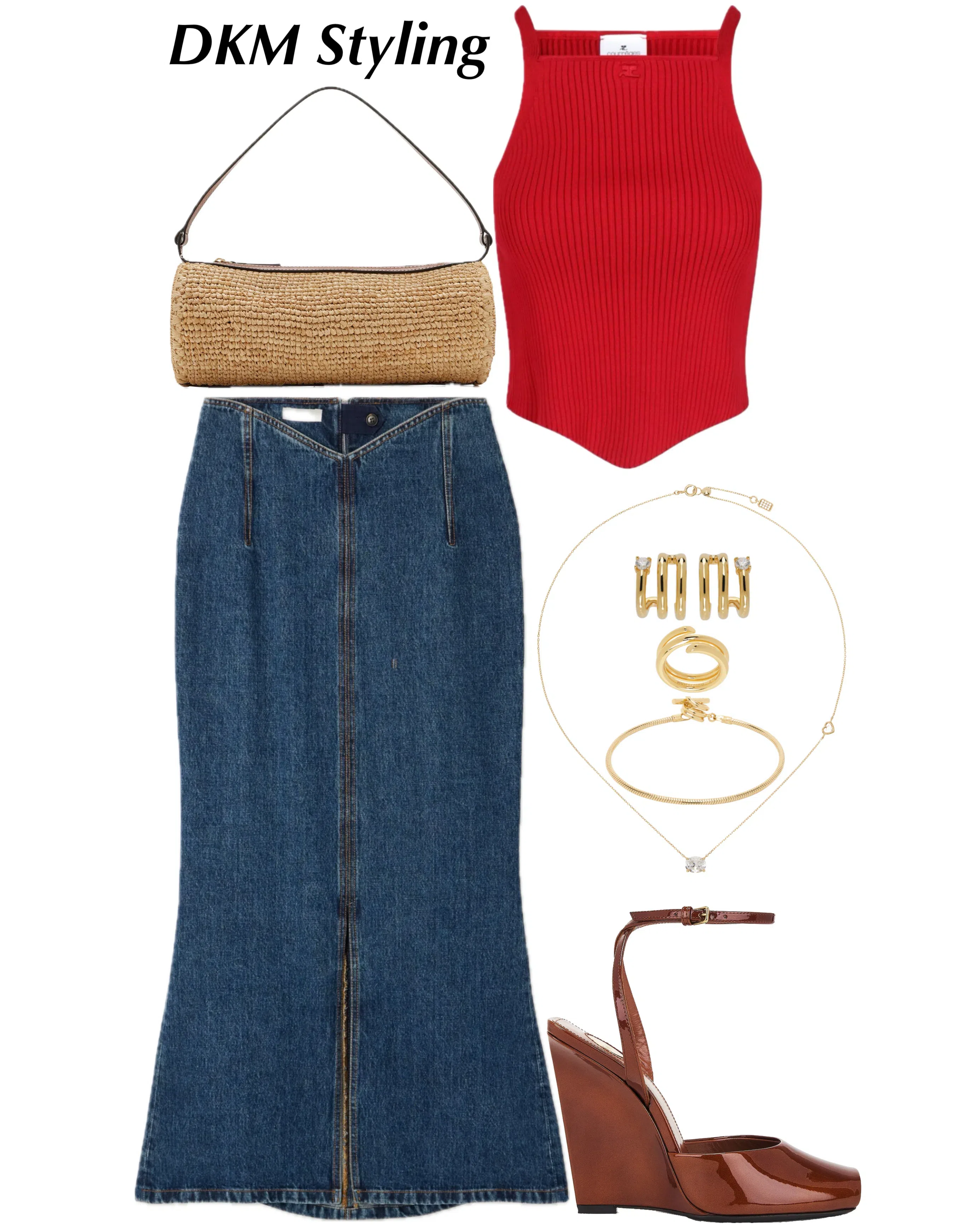 COURRÈGES Signature Pointy Rib Knit Top In Red