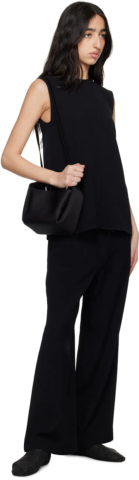 TOTÊME Toteme Woven Leather Ballerina Flat In Black