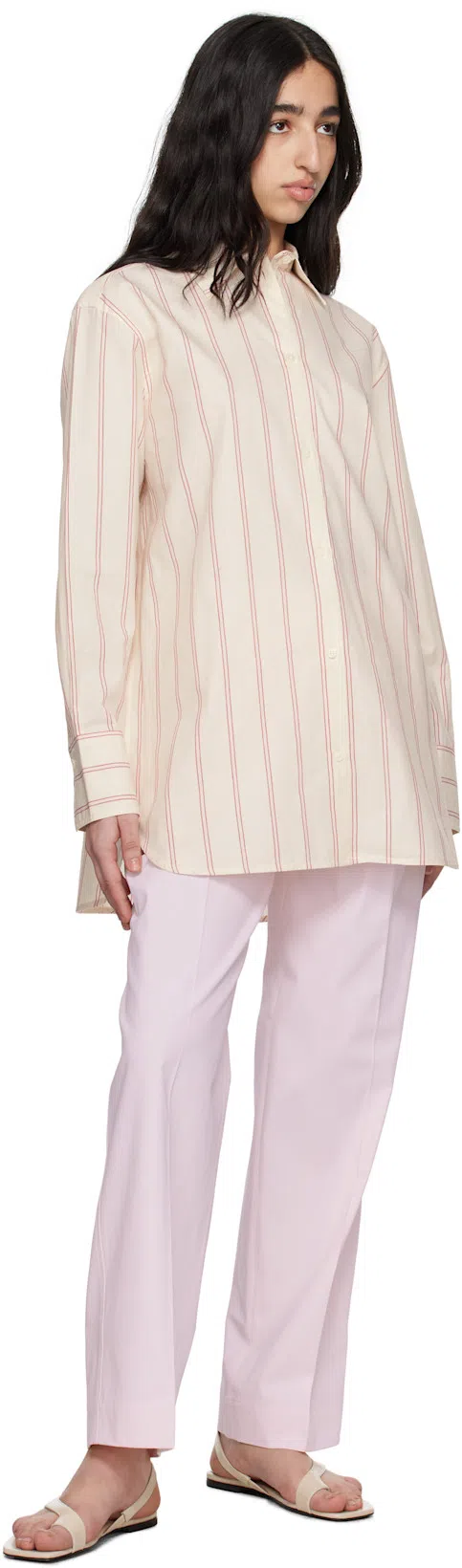 TOTÊME Toteme Striped Cotton Shirt In Beige