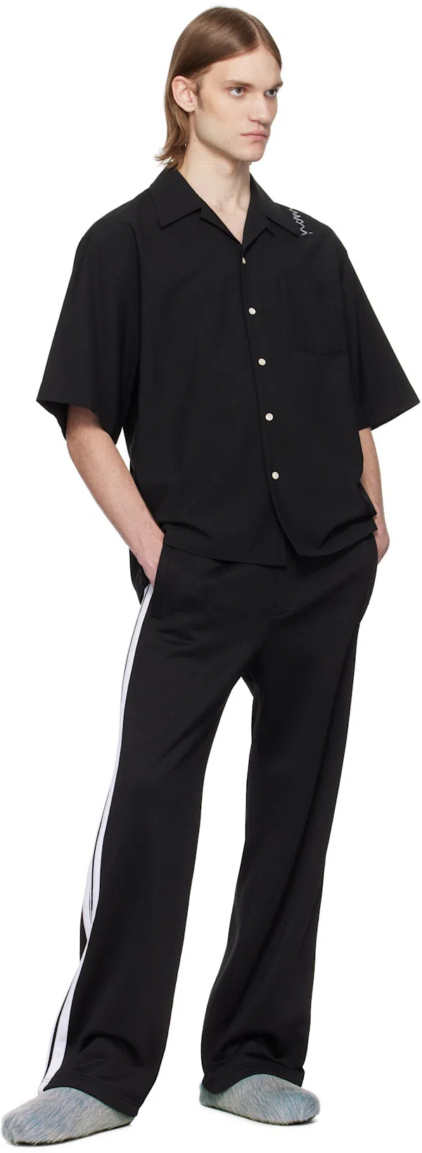 MARNI Ponyskin And Leather Mules In Blue