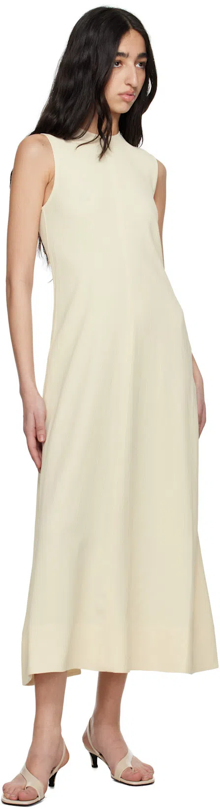 TOTÊME Beige Naplack Leather Thong Heeled Sandals In White