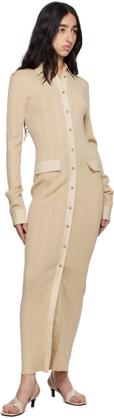 TOTÊME Beige Naplack Leather Thong Heeled Sandals In White