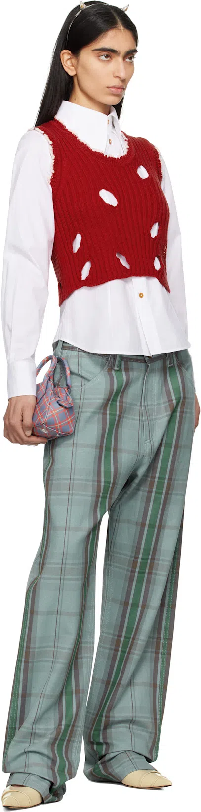 VIVIENNE WESTWOOD Orb Logo Embroidered Drunken Shirt In White