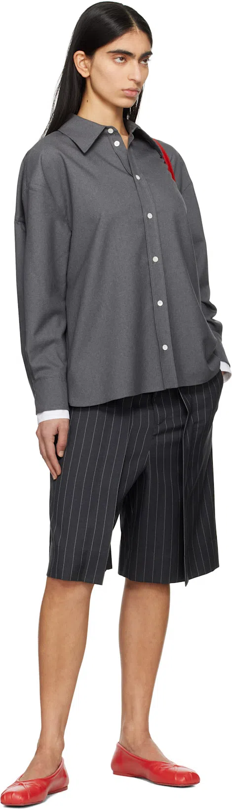 MARNI Long-sleeved Wool Shirt In Grey