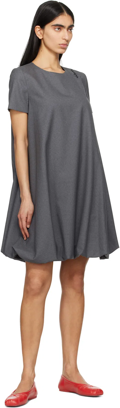 MARNI Red Nappa Leather Seamless Little Bow Ballet Flat