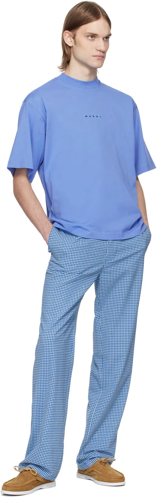 MARNI Light Blue Jersey Mini Logo T-shirt