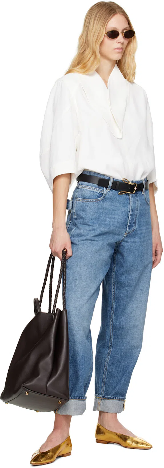 BOTTEGA VENETA Blue Vintage Medium Indigo Turned Up Denim Jeans In 4715 Mid Blue