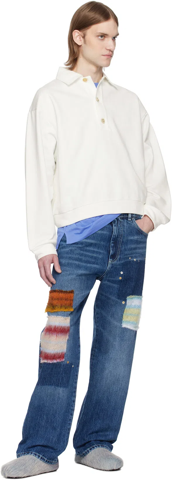 MARNI Ponyskin And Leather Mules In Blue