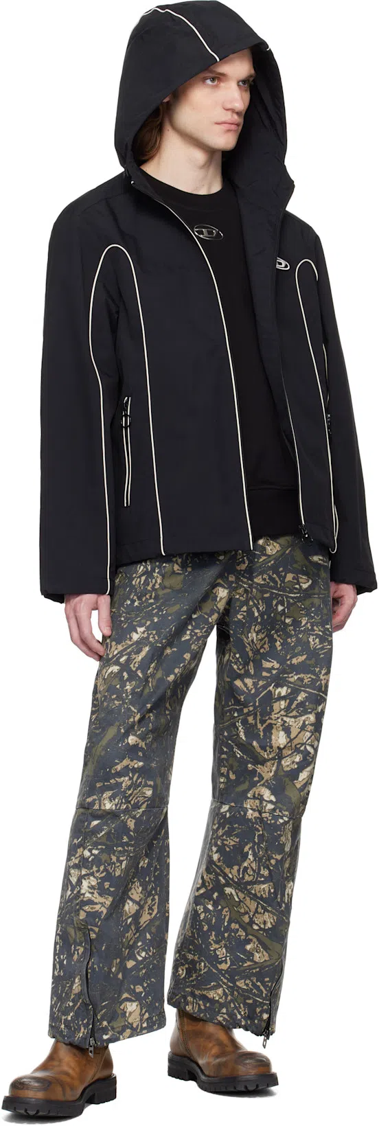 DIESEL Just' Black Crewneck T-shirt With Logo Detail In Cotton