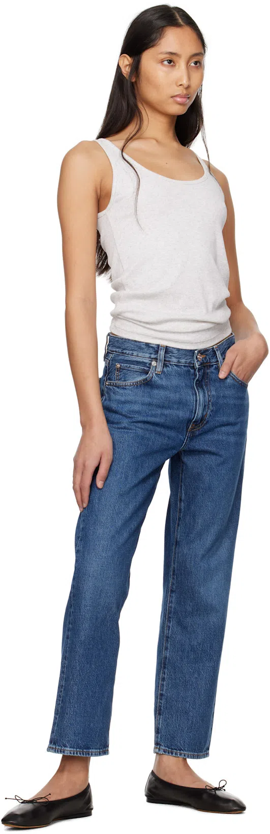 THE ROW 10mm Hereditas Leather Ballerina Flats In Black