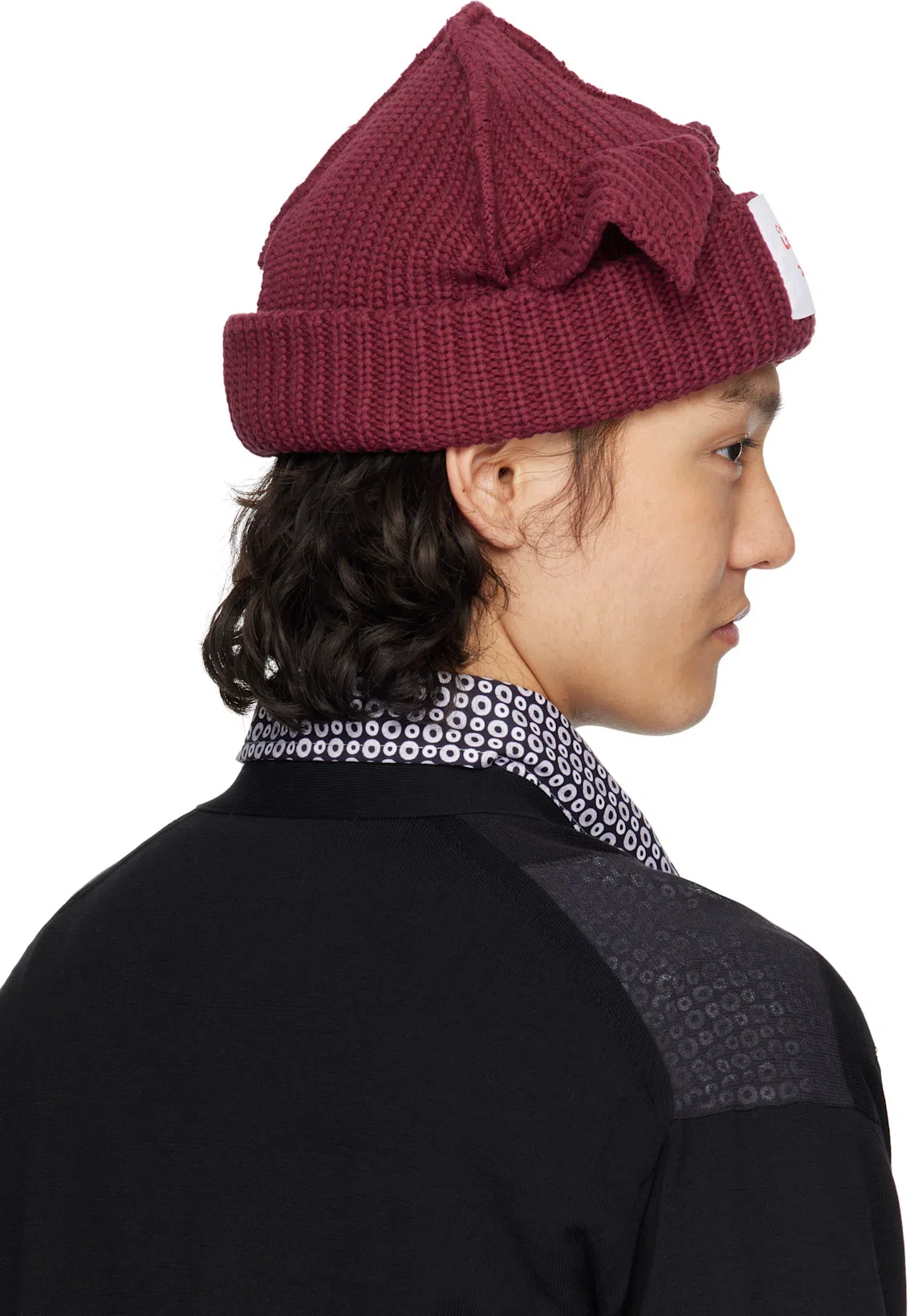 CHARLES JEFFREY LOVERBOY Chunky Ears Beanie In Red Bordeaux