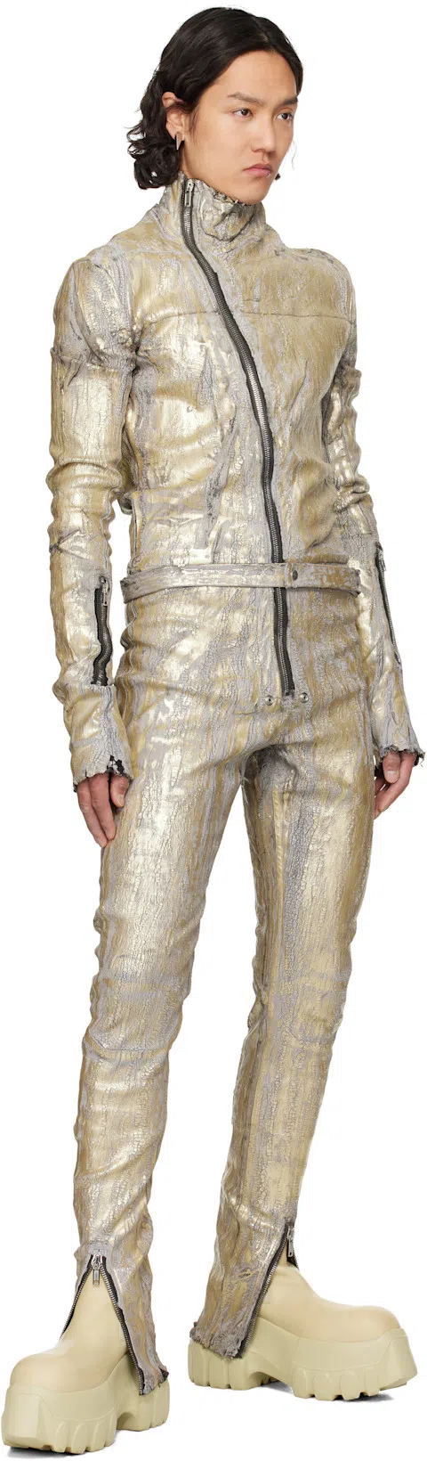 RICK OWENS Beige Hollywood Beatle Mega Tractor Chelsea Boots In 81 Parchment