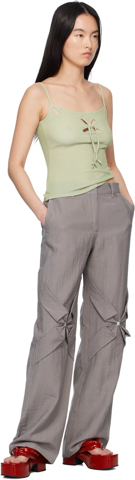 DRIES VAN NOTEN 60 Patent Leather Thong Sandals In Red