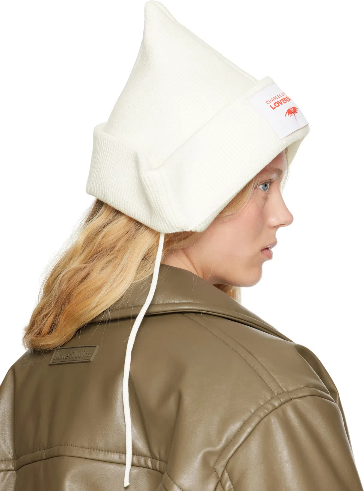 ACNE STUDIOS Faux Leather Zipped Bomber Jacket In Beige