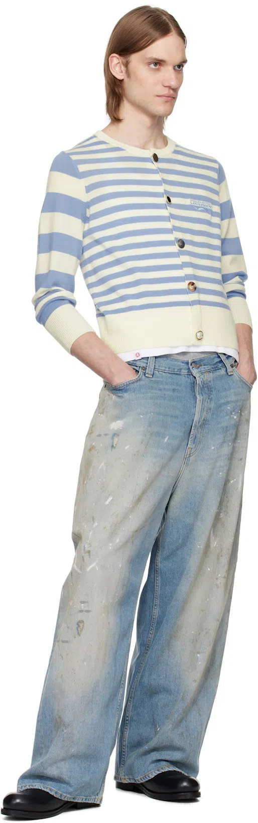 CHARLES JEFFREY LOVERBOY Mens Brand-embroidered Ribbed Cotton Tank Top White