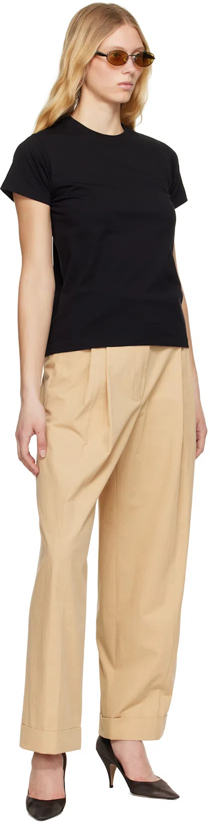 THE ROW Calibi Silk Blend Crew Neck T-shirt In Black