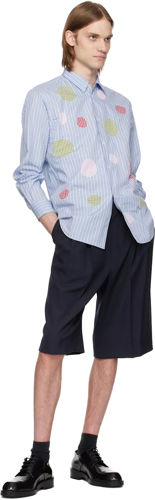 DRIES VAN NOTEN Wool Panrom Bermuda Shorts In Blue