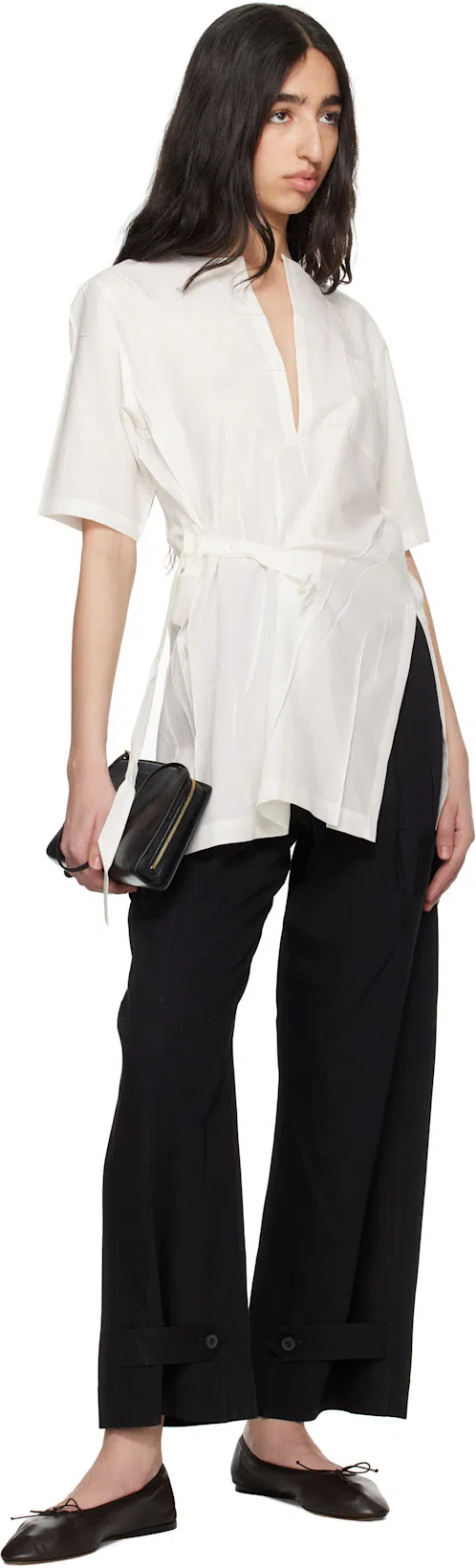 THE ROW 10mm Hereditas Leather Ballerina Flats In Black