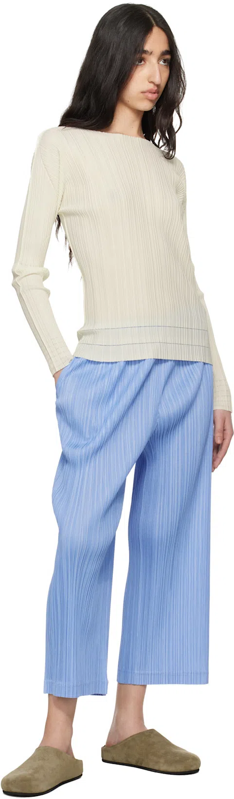 THE ROW Beige Hudson Suede Slide Loafers In Green