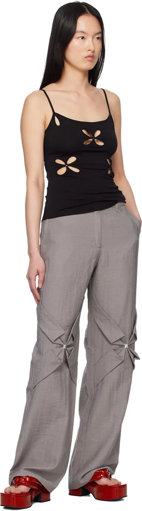 DRIES VAN NOTEN 60 Patent Leather Thong Sandals In Red