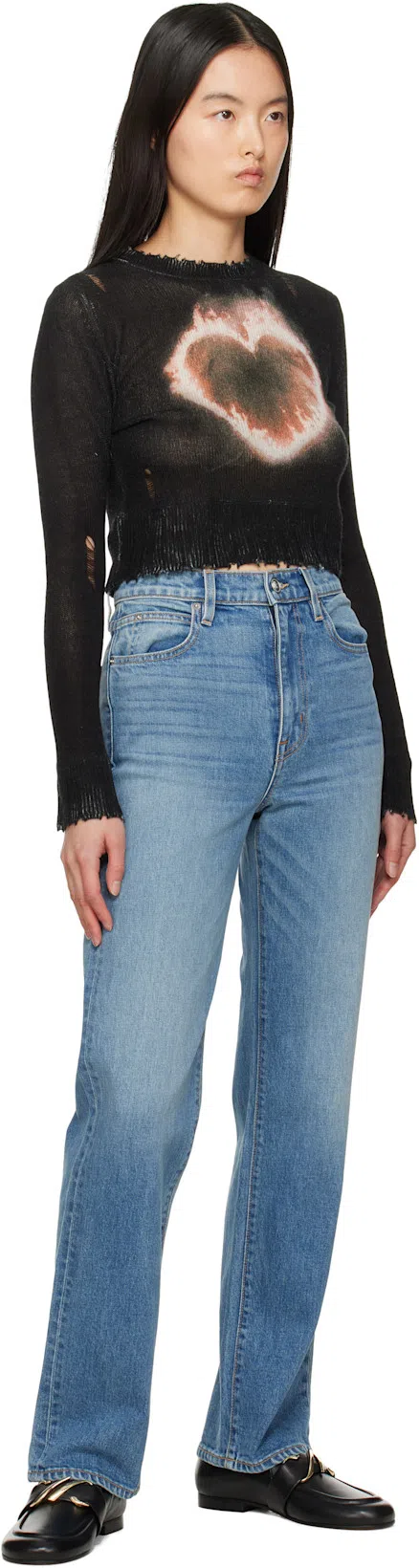 THE ROW Florie T-shirt With Red Center Detail In Rojo