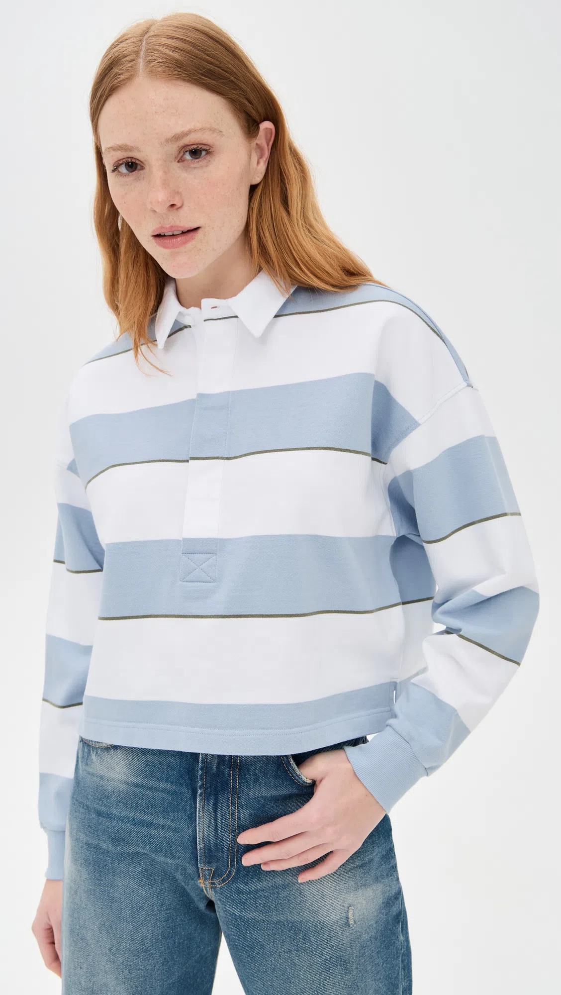 AMO Crop Annie Rugby Top In Sky