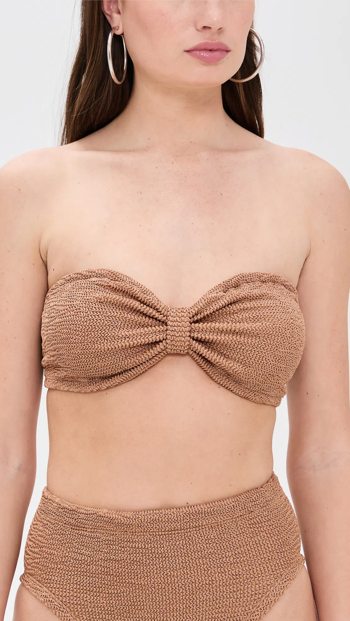 HUNZA G Xandra Metallic Cocoa Two-piece Bikini In Brown