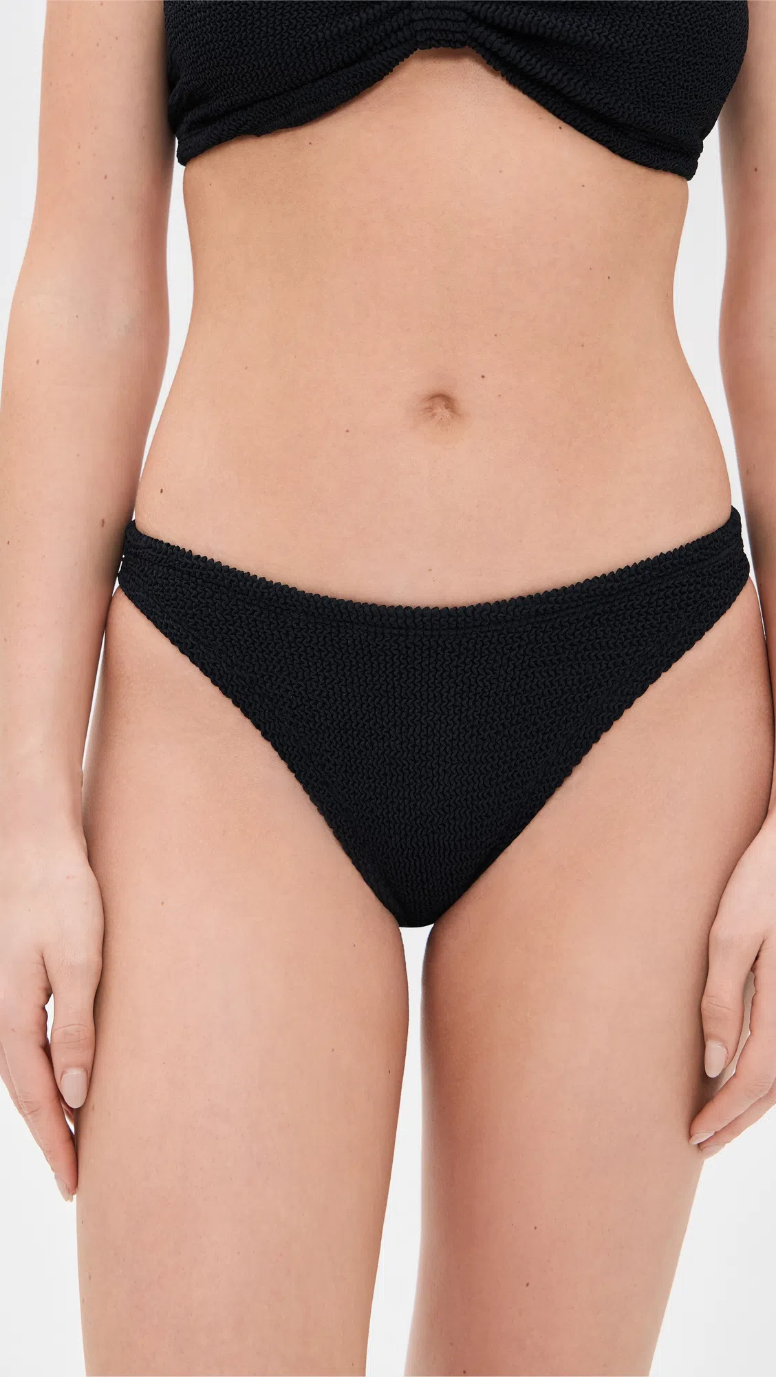 HUNZA G Black Stretch Nylon Jean Bikini In Multi