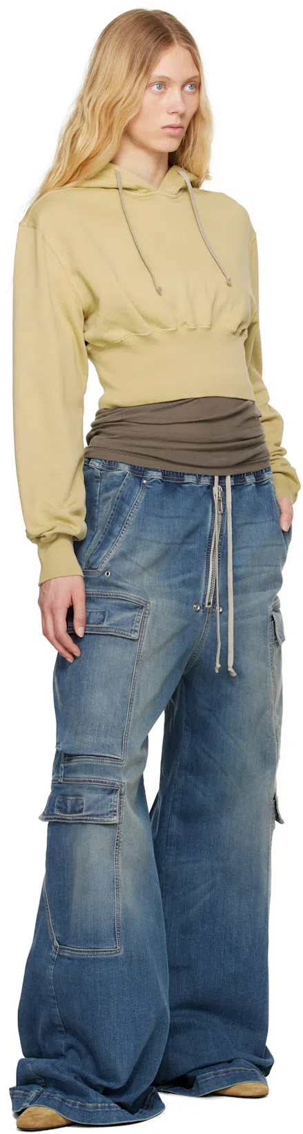 RICK OWENS DRKSHDW Blue Hollywood Double Jumbo Belas Denim Cargo Pants