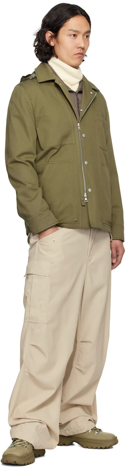 MONCLER Guerledan Hooded Cotton Shirt Jacket In Olive Green