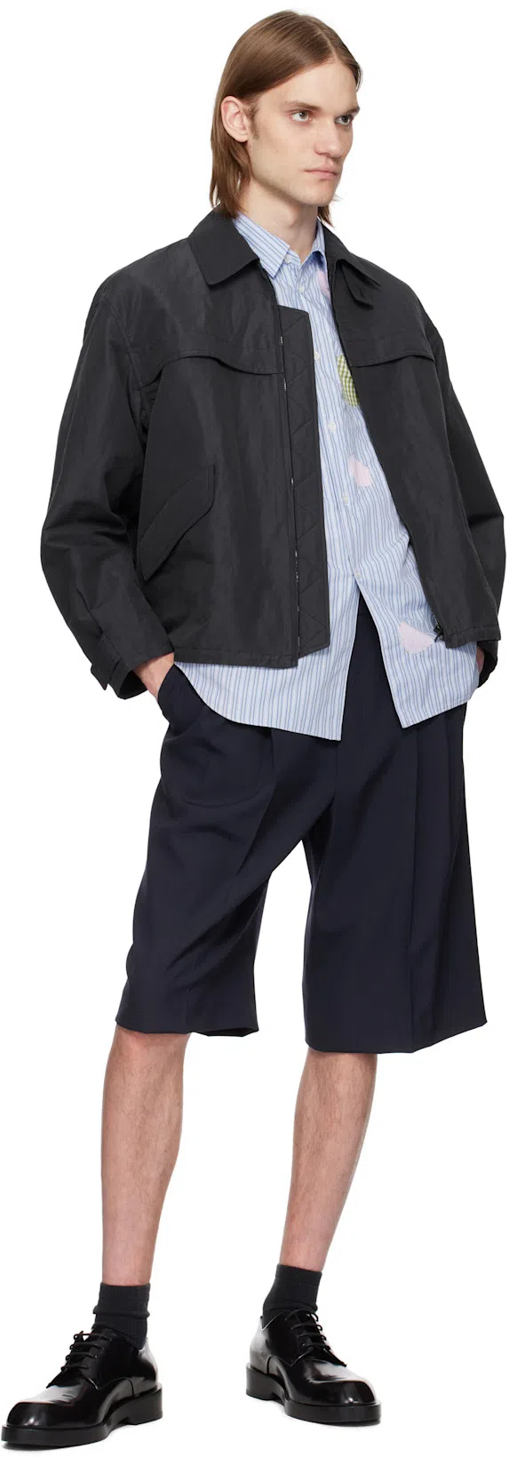 DRIES VAN NOTEN Wool Panrom Bermuda Shorts In Blue