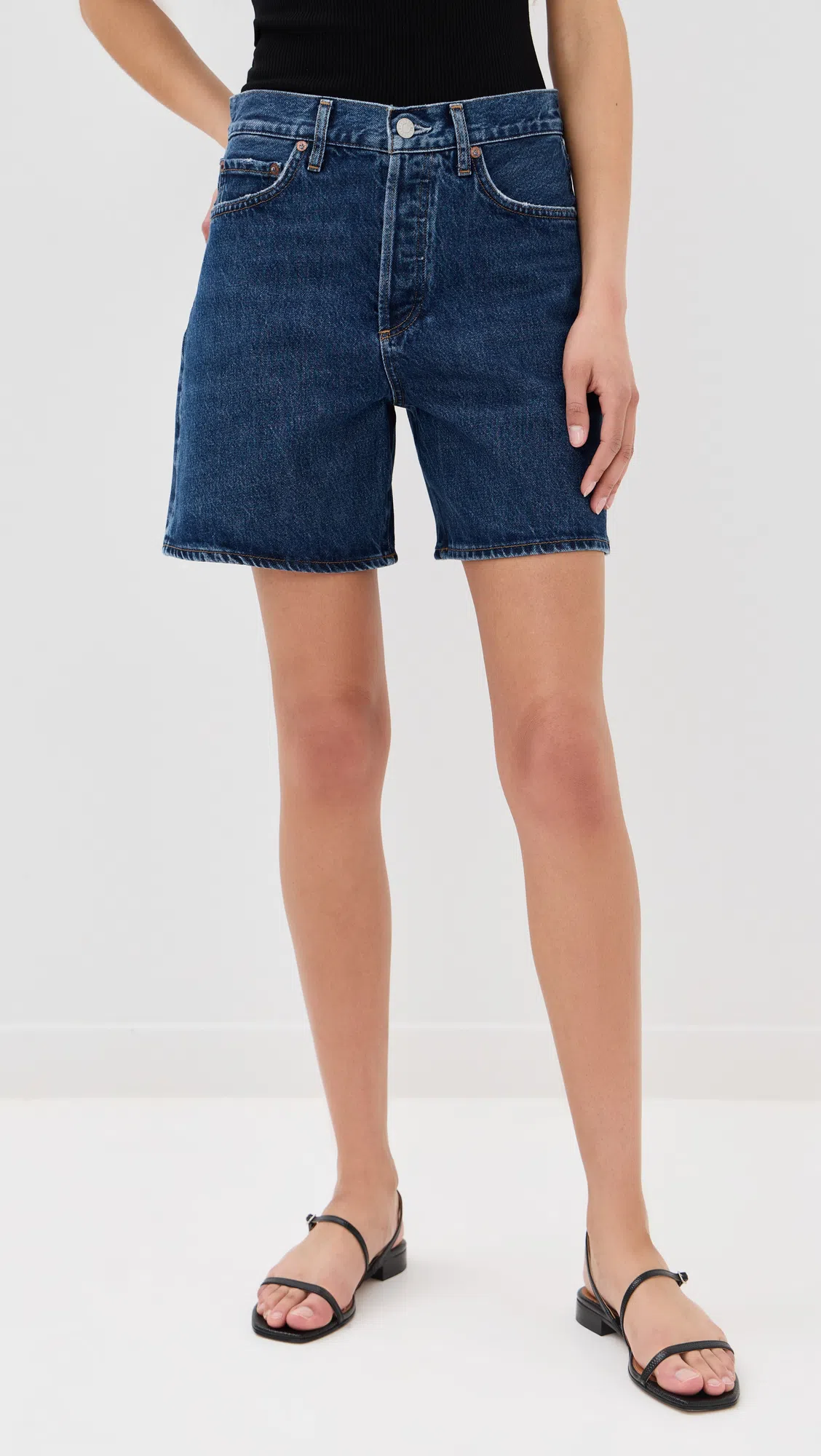 AGOLDE Dame High Waist Mid Length Relaxed Denim Shorts In Enamour
