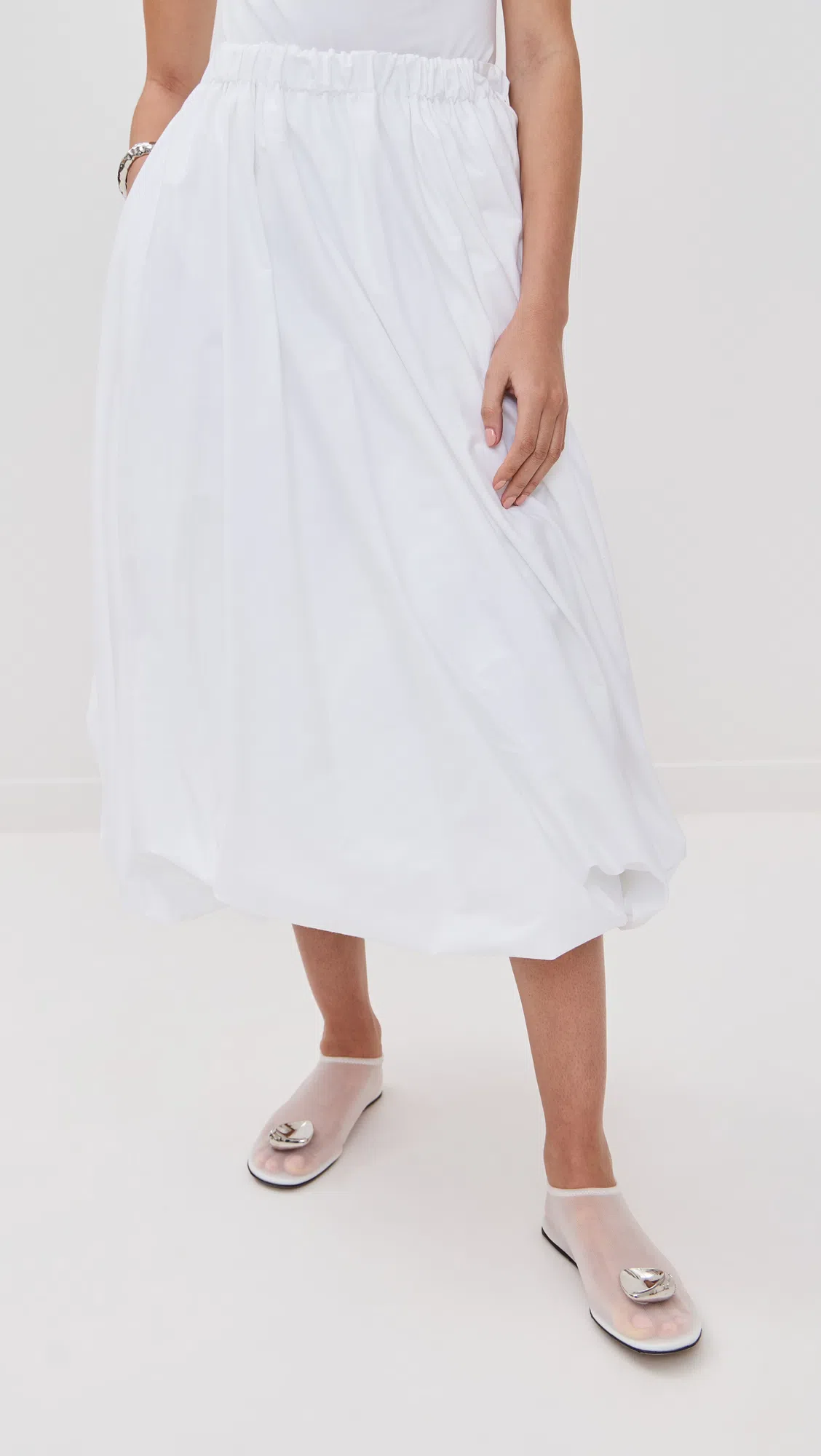 ROSETTA GETTY Twist-neck Jersey Top In White