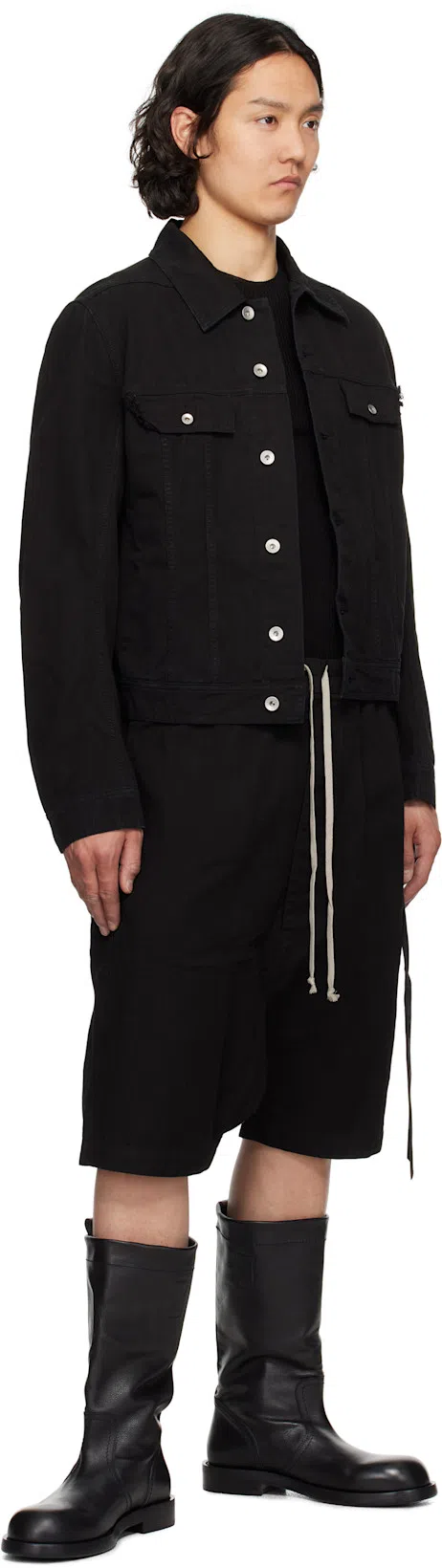 RICK OWENS DRKSHDW Cargo Pocket Bermuda Shorts Drawstring In Black