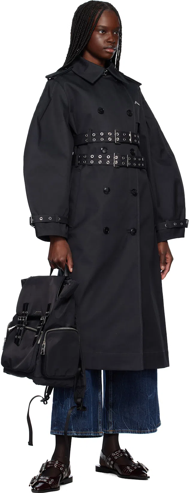 GANNI Feminine Buckle Slingback Flats In Black