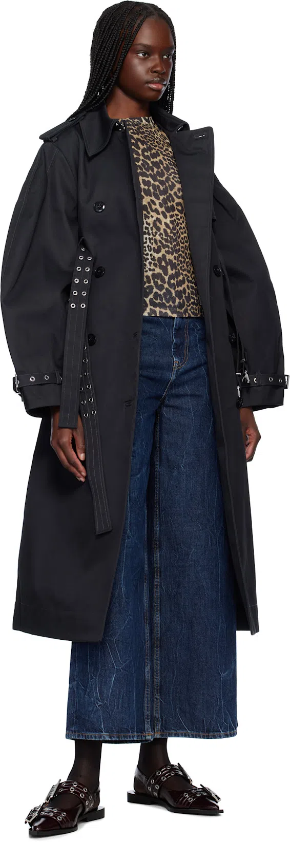 GANNI Feminine Buckle Slingback Flats In Black